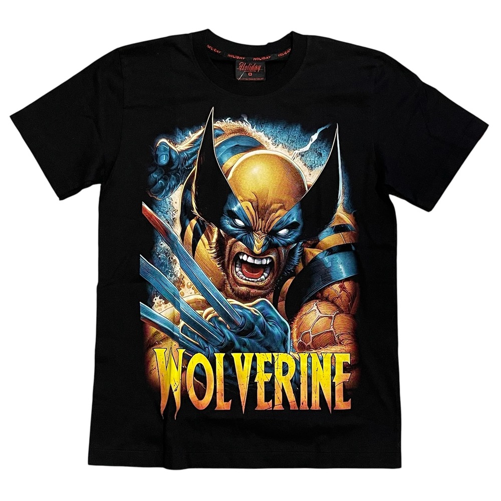 Holiday Shirts Wolverine Marvel Graphic Tee Mens Medium Black Cotton T-Shirt NEW